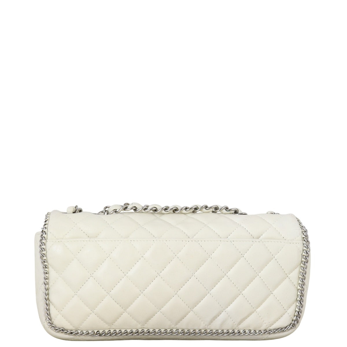 Chanel Trim East West Flap Bag Quilted White Crossbody Bag Bag 20102025