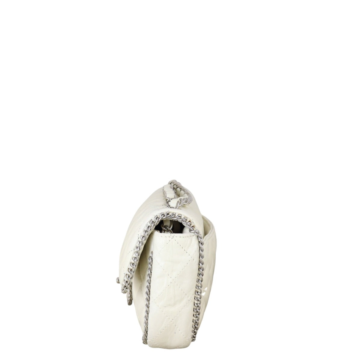Chanel Trim East West Flap Bag Quilted White Crossbody Bag Bag 20102025