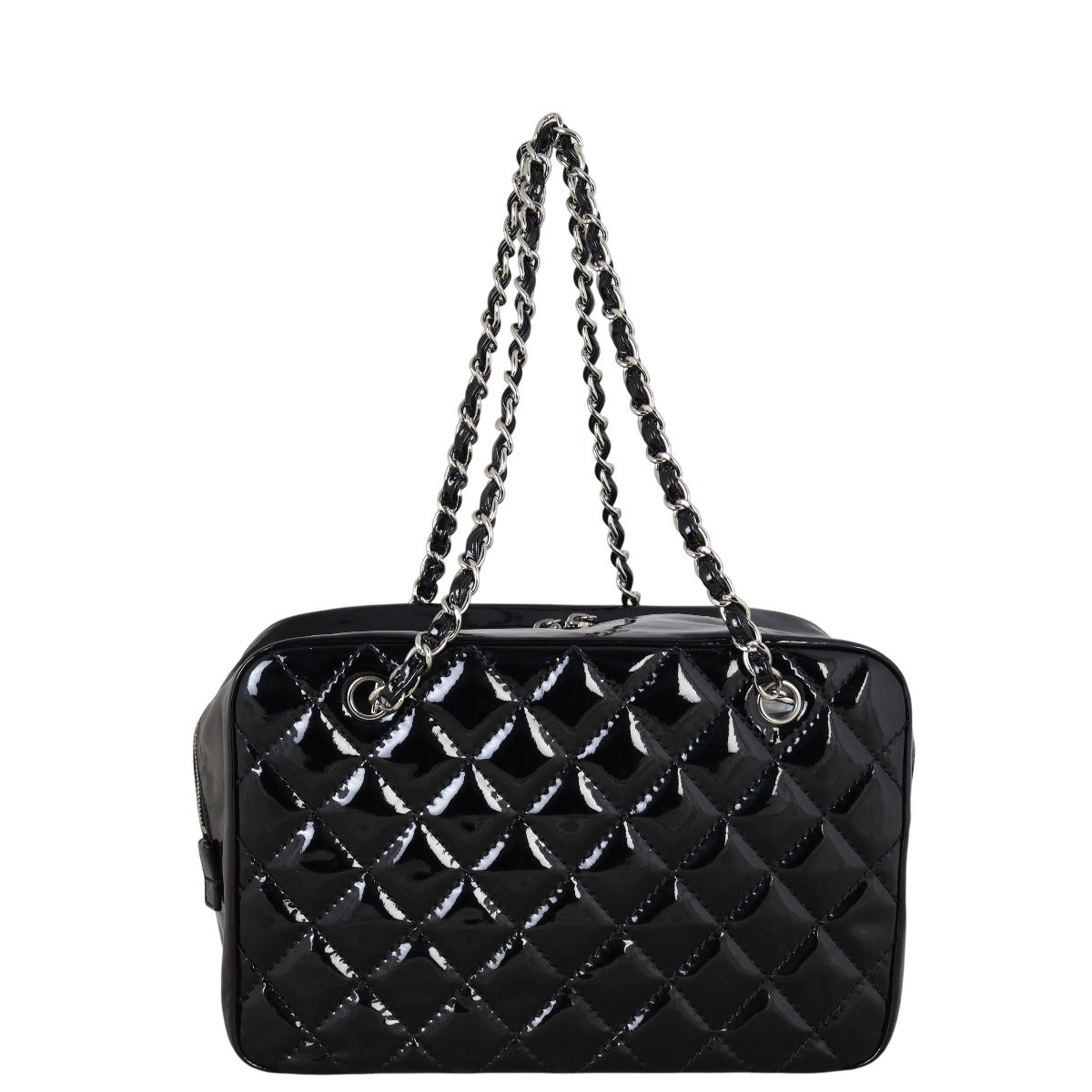 Chanel Brilliant Patent Camera Bag Quilted Black Shoulder Bag