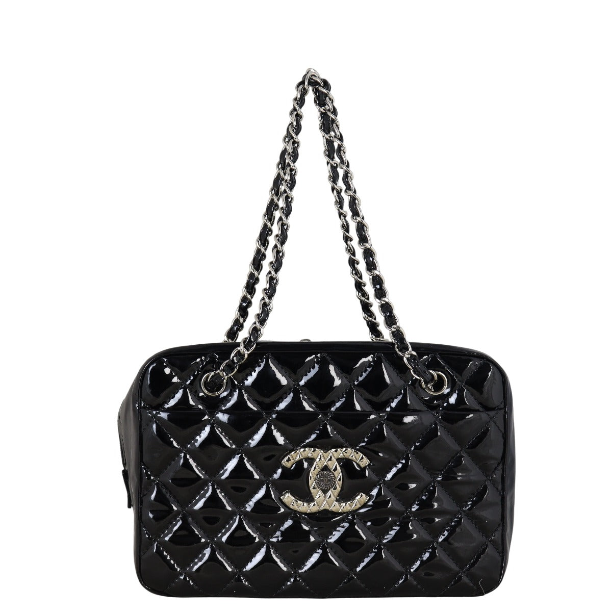 Chanel Brilliant Patent Camera Bag Quilted Black Shoulder Bag
