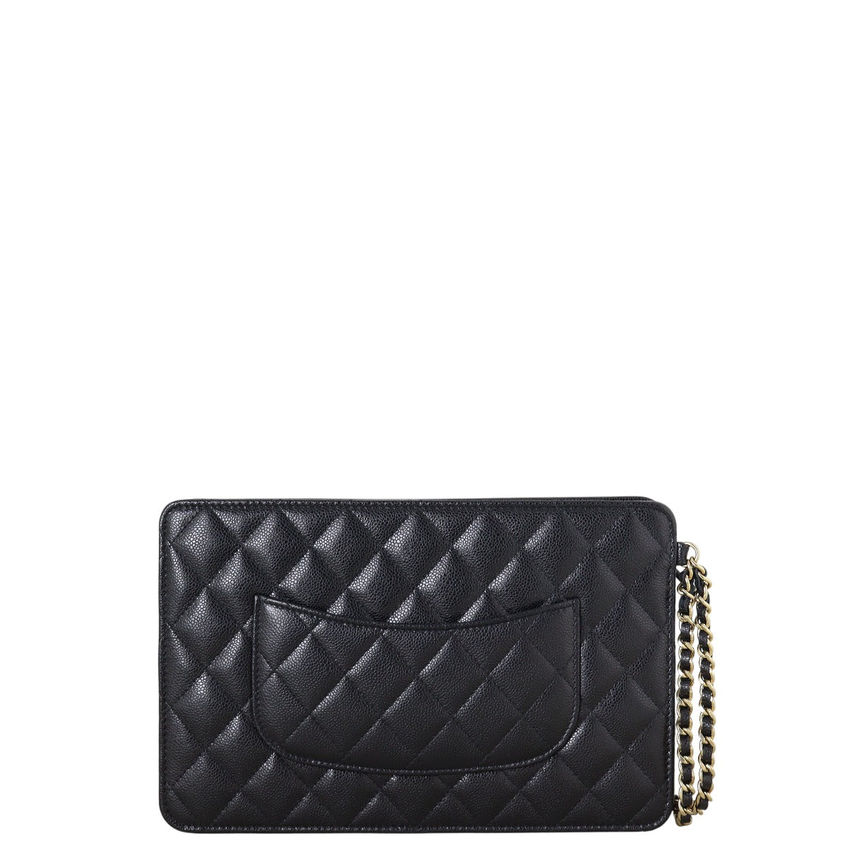 Chanel Front Pocket Wristlet Clutch Quilted Black Clutch Bag