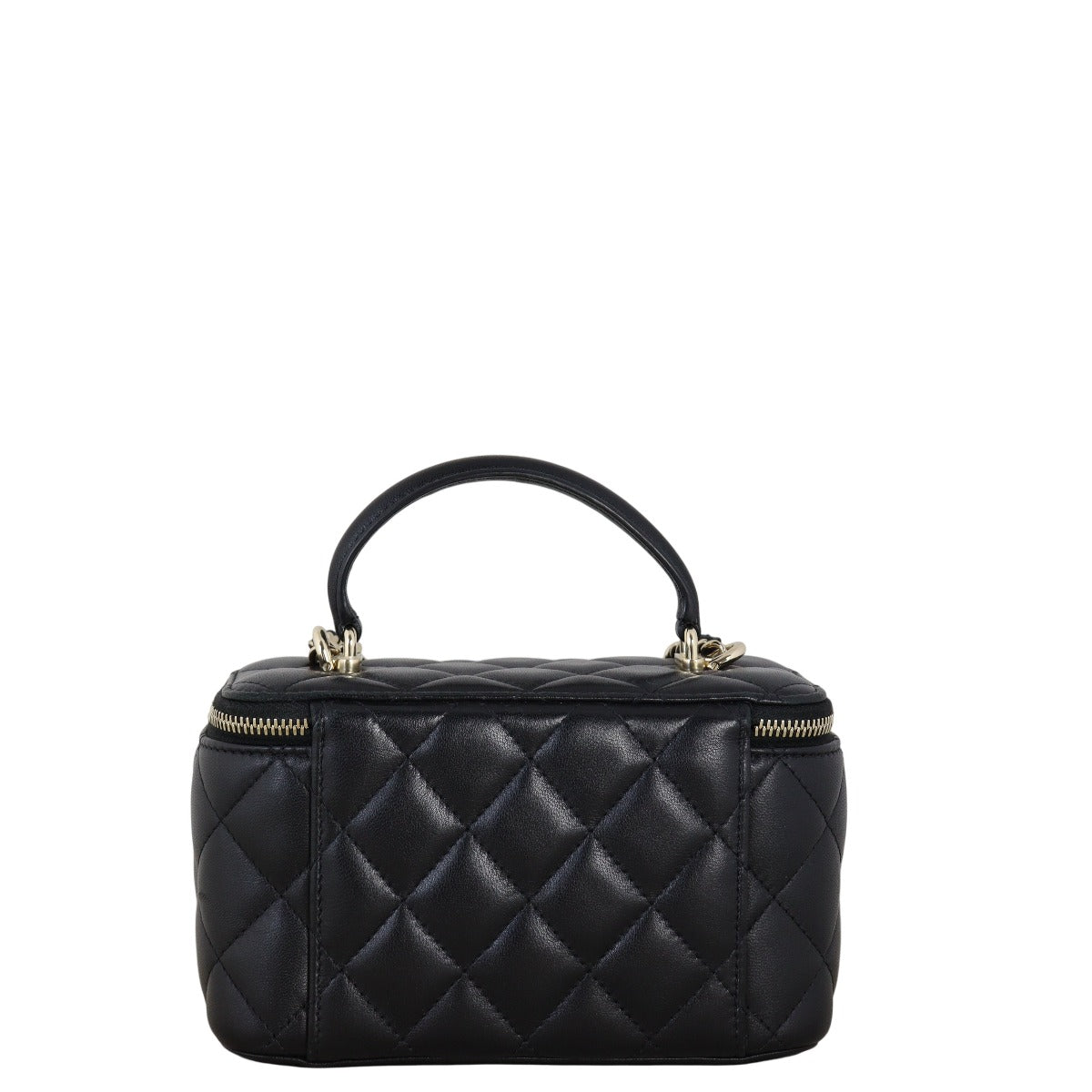 Chanel Top Handle Vanity Case Chain Bag Quilted Black Crossbody Bag