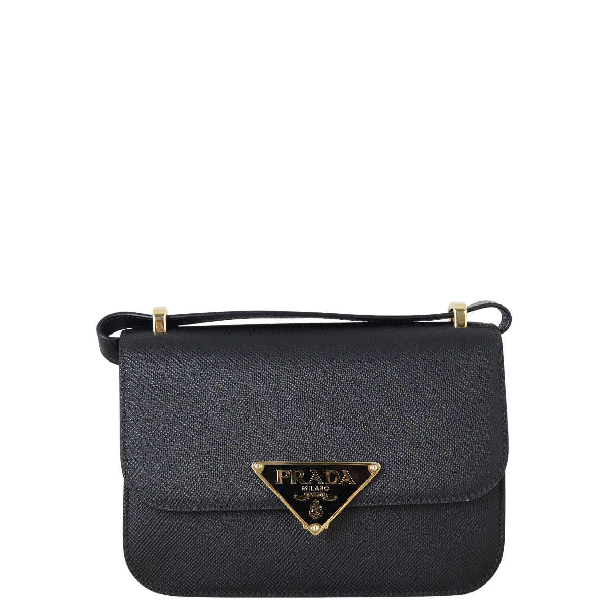 Prada Saffiano Cuir Embleme Shoulder Bag Flap