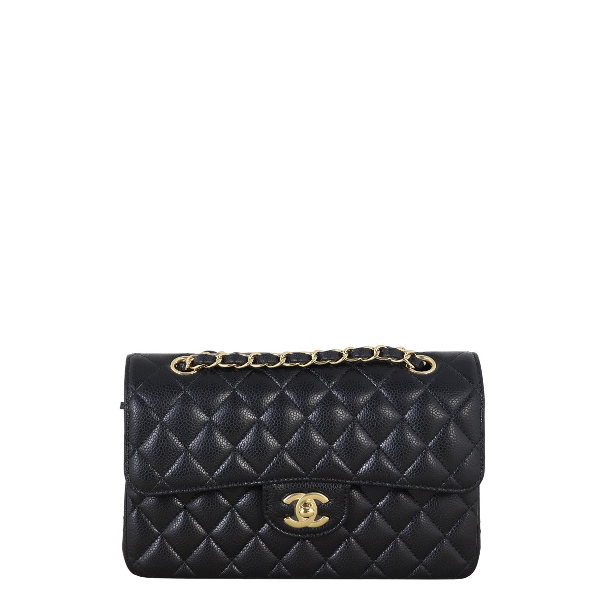 Chanel Classic Double Flap Caviar Handbag Quilted Black Crossbody Bag Small 23062025
