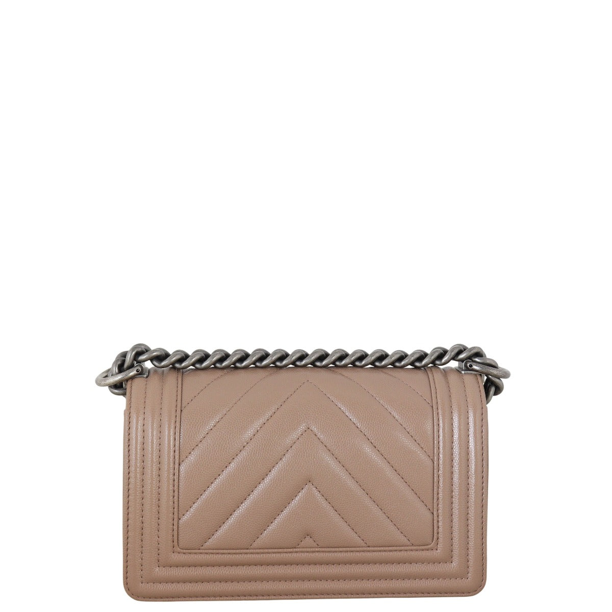 Chanel Boy Chevron Handbag Brown Small Crossbody Bag