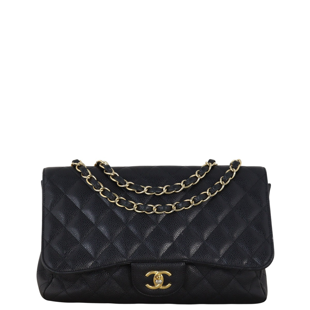 Chanel Classic Single Jumbo Caviar Handbag Quilted Black Crossbody Bag Jumbo 03072025