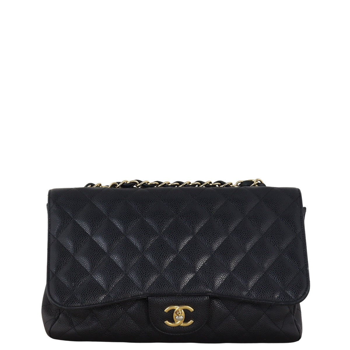 Chanel Classic Single Jumbo Caviar Handbag Quilted Black Crossbody Bag Jumbo 03072025