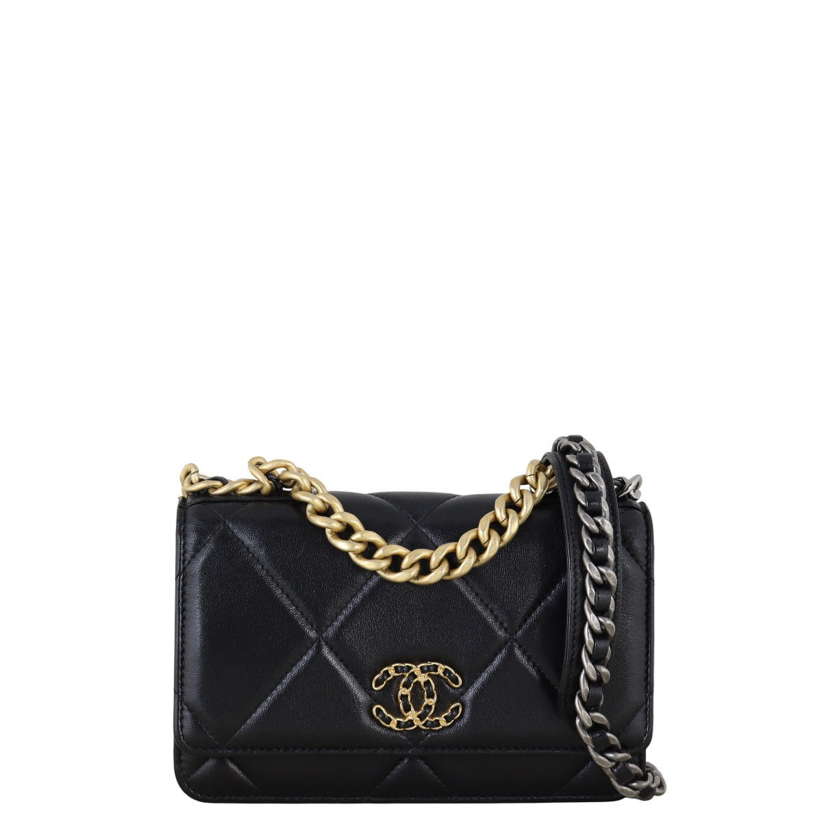 Chanel 19 Wallet On Handbag Quilted Black Crossbody Bag
