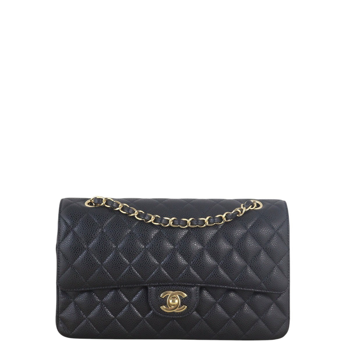 Chanel Classic Double Flap Caviar Handbag Quilted Black Shoulder Bag Medium 10072025
