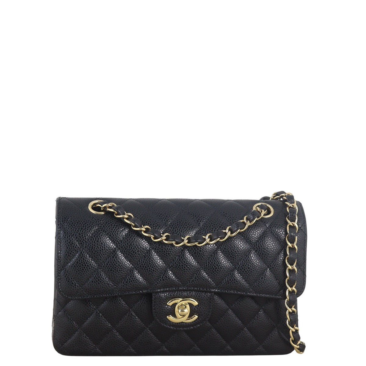 Chanel Classic Double Flap Caviar Handbag Quilted Black Crossbody Bag Small 11072025