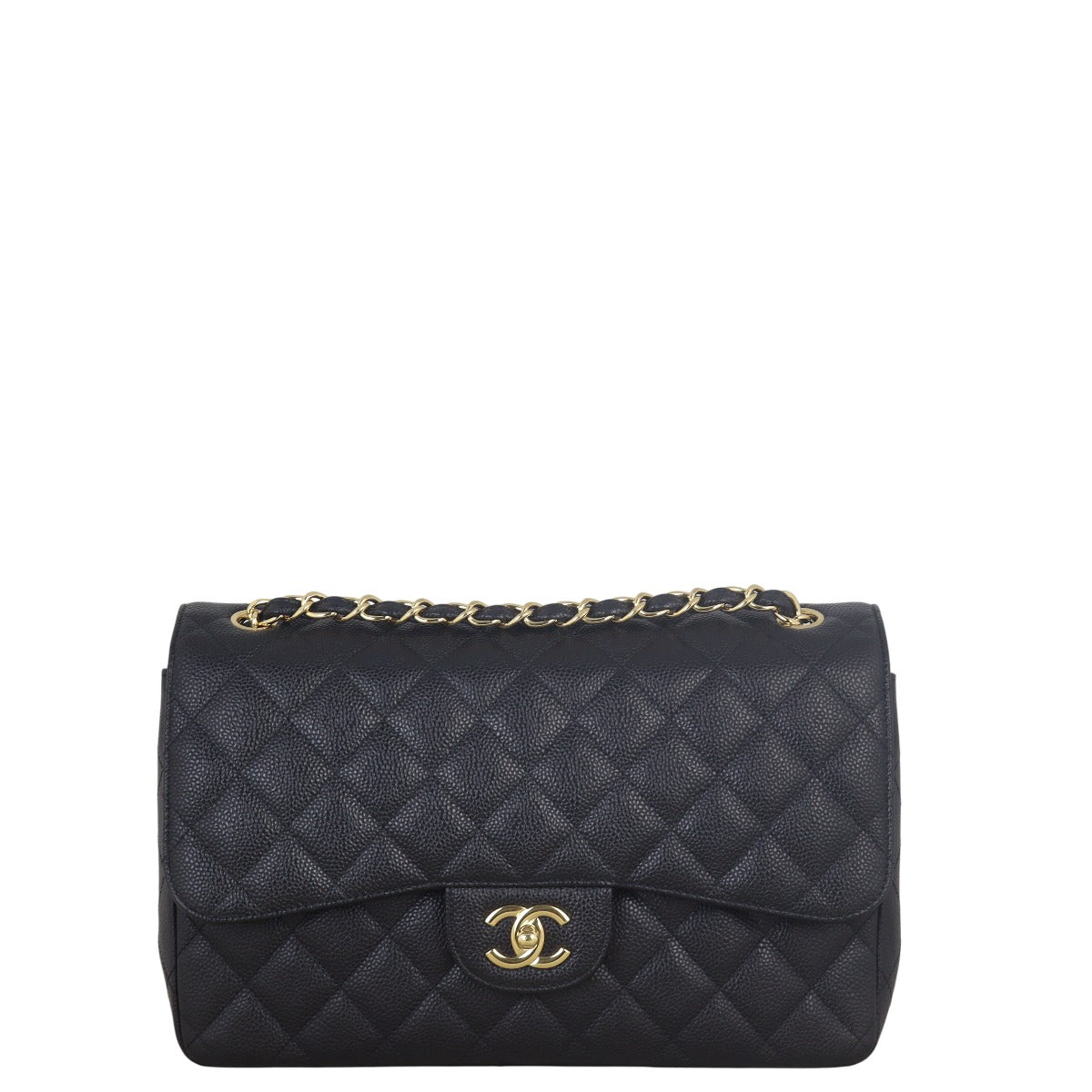 Chanel Classic Double Jumbo Caviar Handbag Quilted Black Crossbody Bag Jumbo 17072025