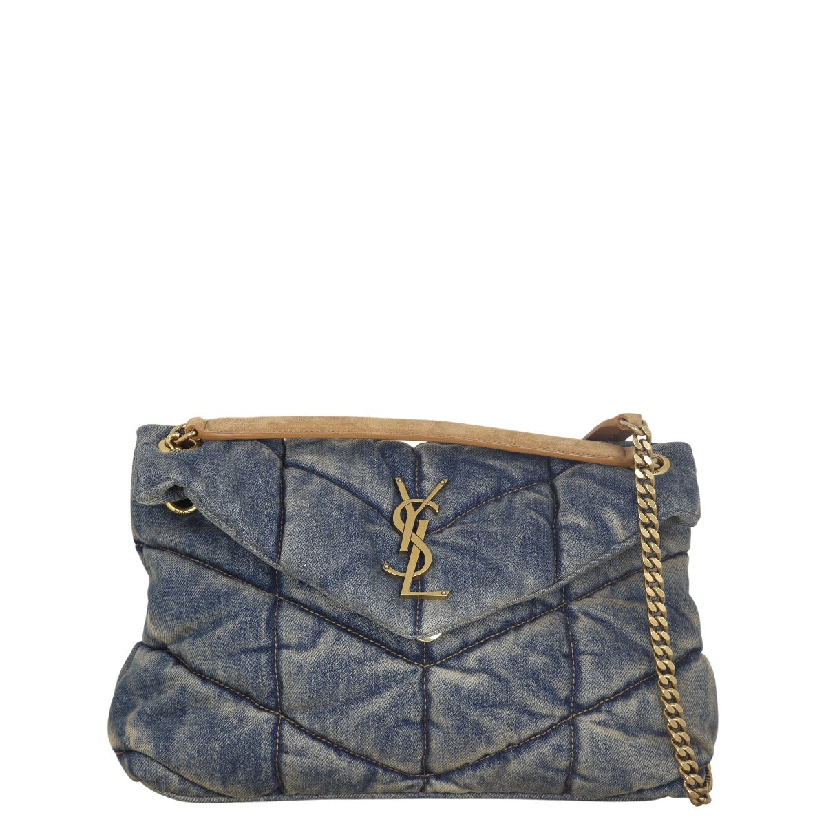 YSL Saint Laurent Saint Laurent Loulou Puffer Crossbody Bag Denim Small