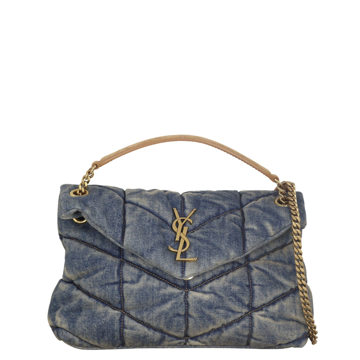 YSL Saint Laurent Saint Laurent Loulou Puffer Crossbody Bag Denim Small