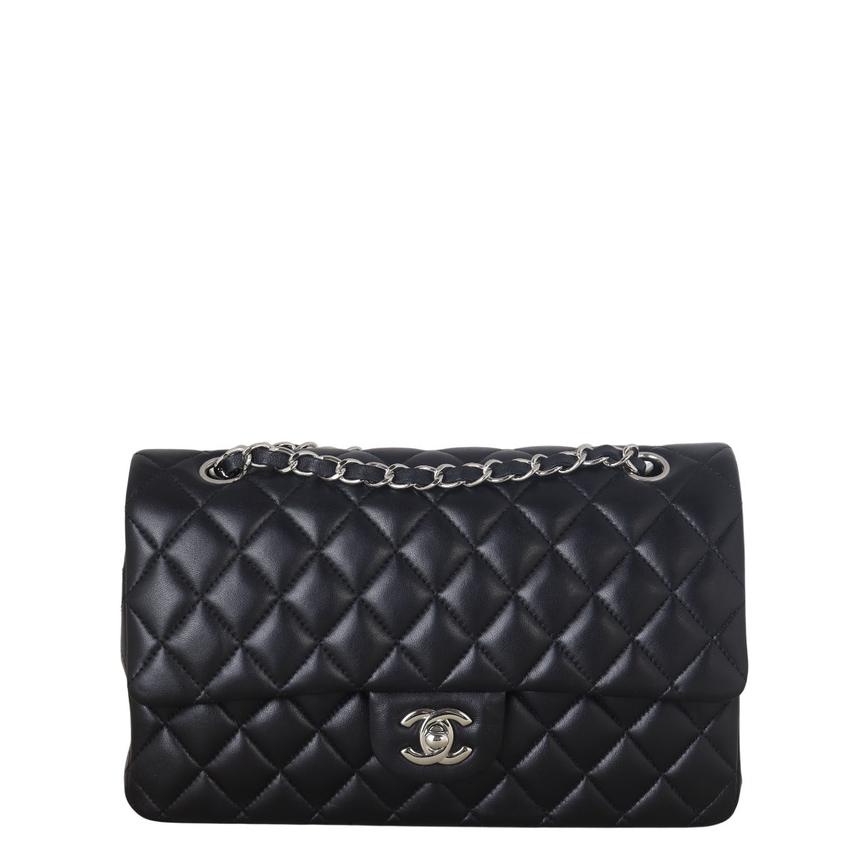 Chanel Classic Double Flap Lambskin Handbag Quilted Black Shoulder Bag