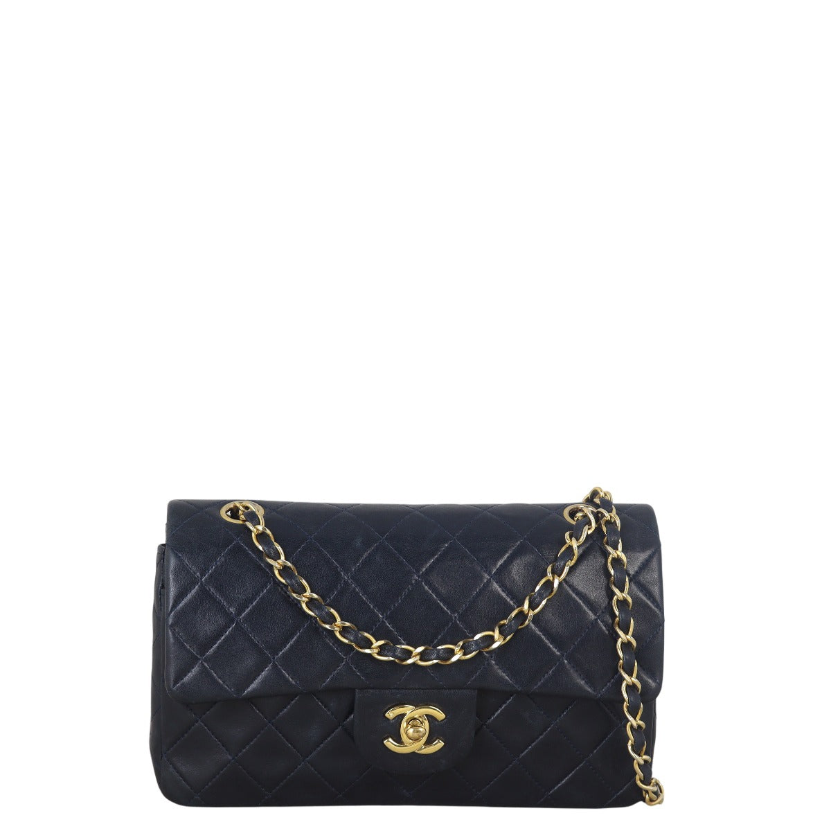 Chanel Classic Double Flap Handbag Quilted Blue Crossbody Bag