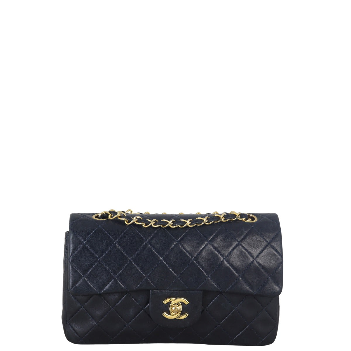 Chanel Classic Double Flap Handbag Quilted Blue Crossbody Bag