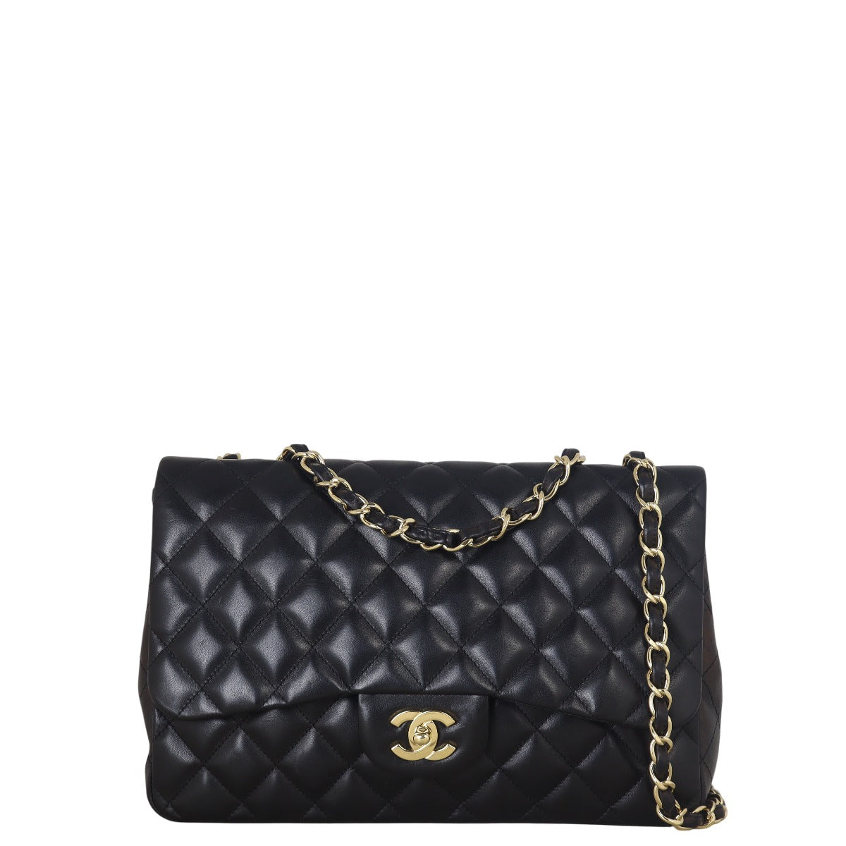 Chanel Classic Single Jumbo Lambskin Handbag Black Flap Crossbody Bag