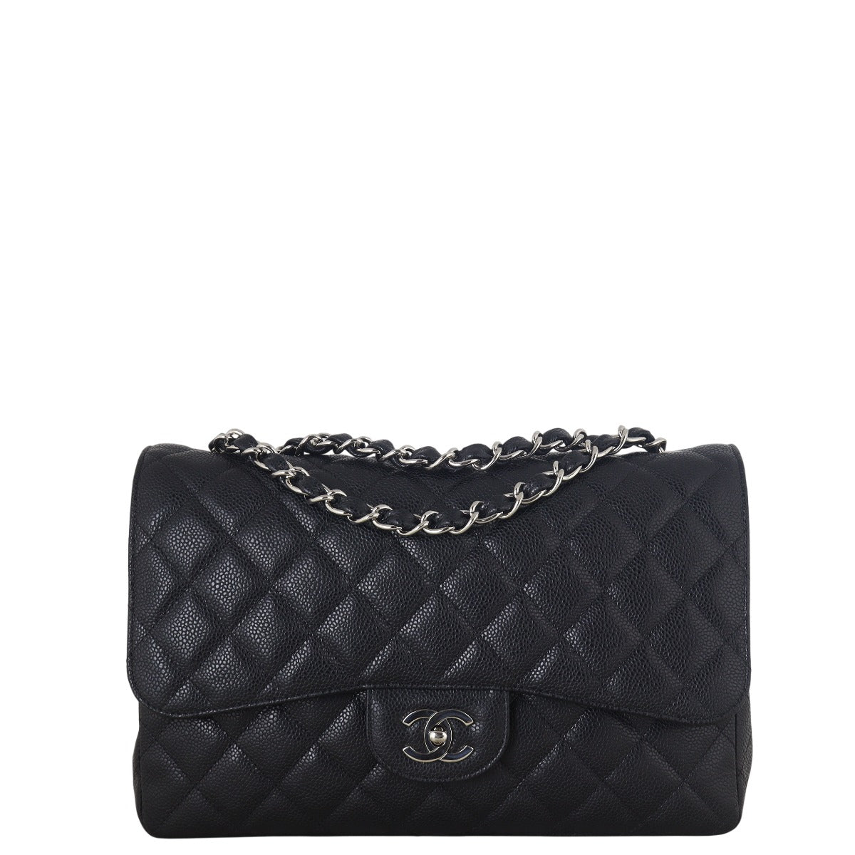Chanel Classic Single Jumbo Caviar Handbag Quilted Black Crossbody Bag Jumbo 01082025