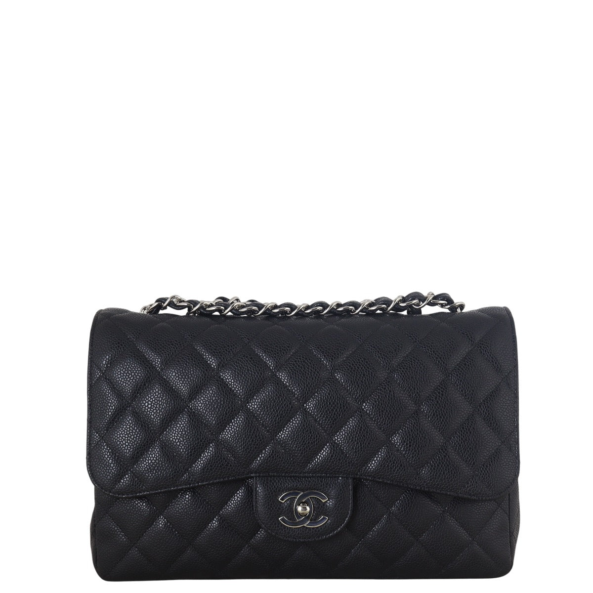 Chanel Classic Single Jumbo Caviar Handbag Quilted Black Crossbody Bag Jumbo 01082025