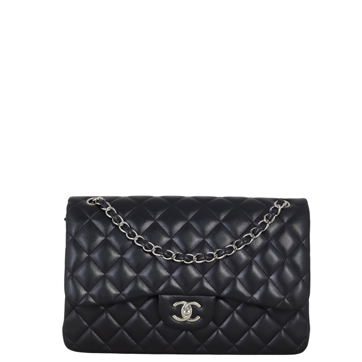 Chanel Classic Double Jumbo Lambskin Handbag Black Flap Crossbody Bag
