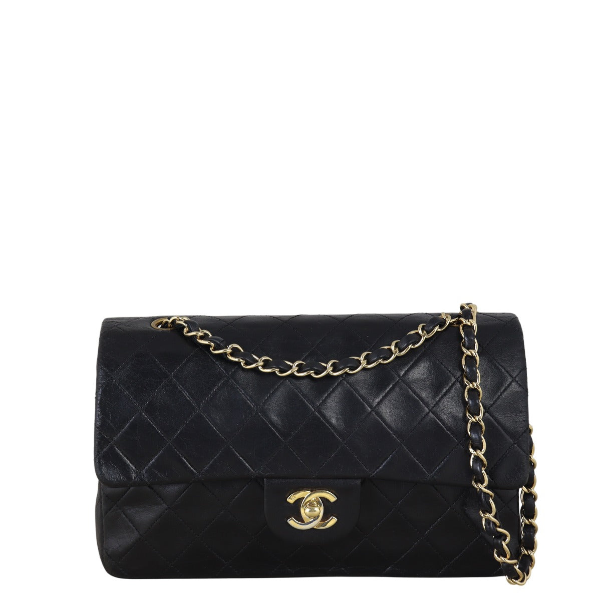 Chanel Classic Double Flap Handbag Quilted Black Shoulder Bag Medium 21082025