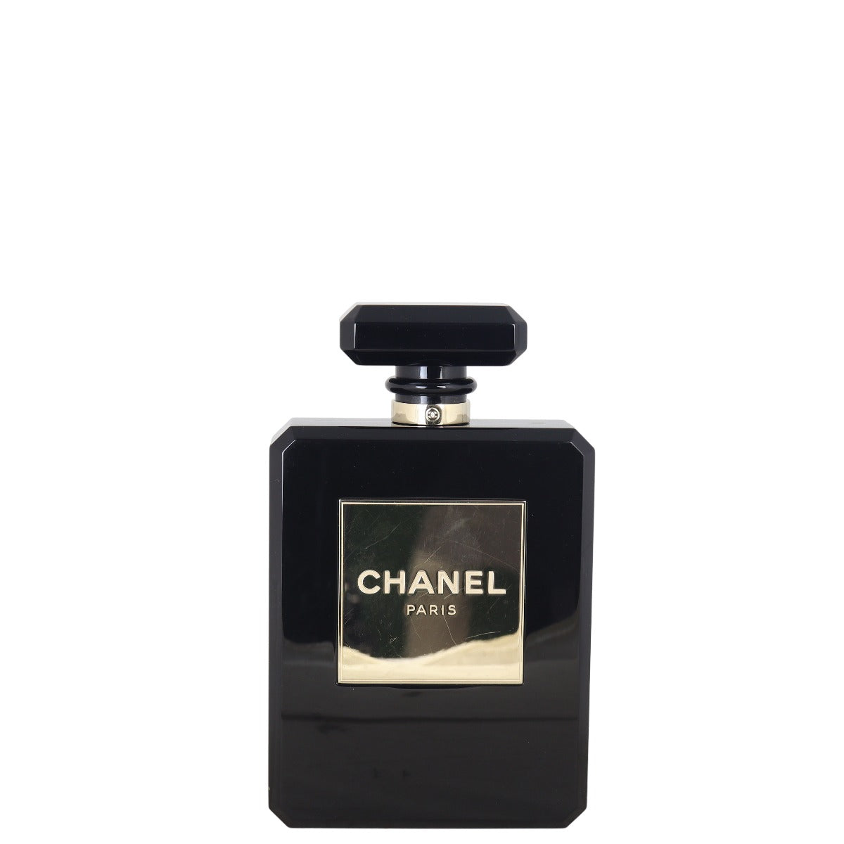 Chanel Perfume Bottle Minaudiere Plexiglass Handbag Black Crossbody Bag