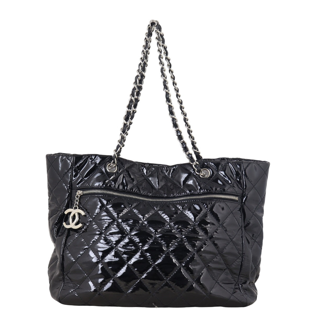 Chanel CC Charm Tote Vinyl Quilted Black Shoulder Bag