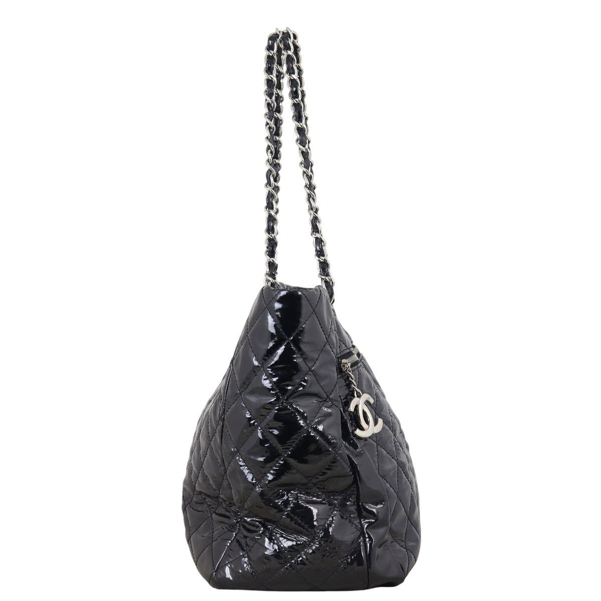 Chanel CC Charm Tote Vinyl Quilted Black Shoulder Bag