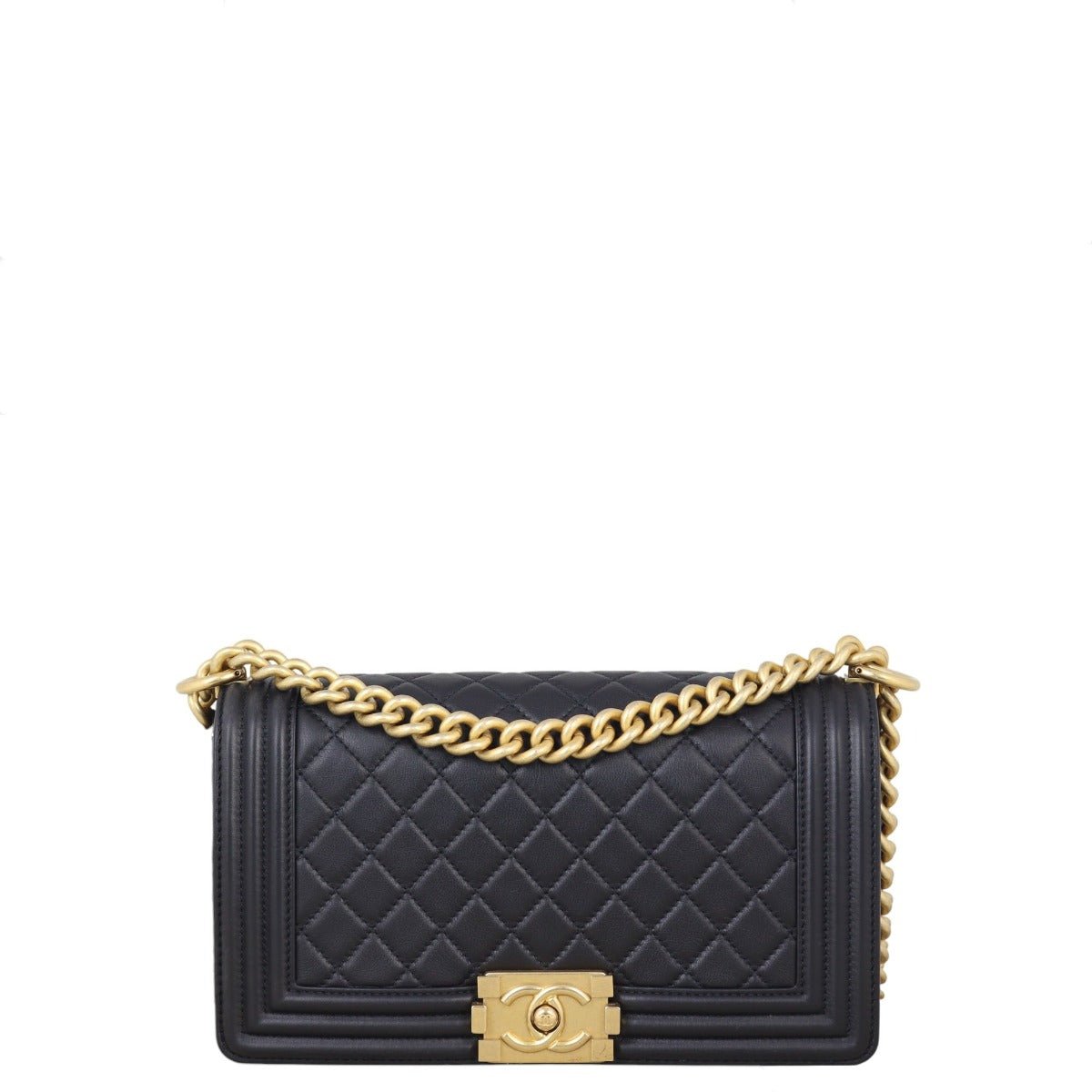Chanel Boy Old Handbag Quilted Black Medium 03092025