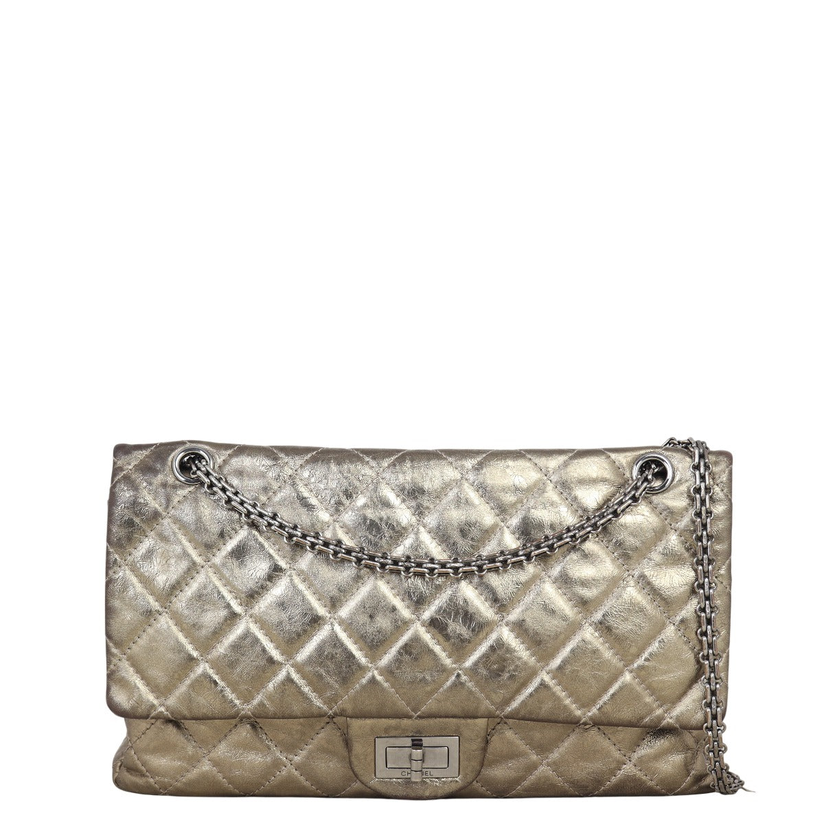 Chanel 2.55 Reissue 226 Double Bag Quilted Brown Shoulder Bag