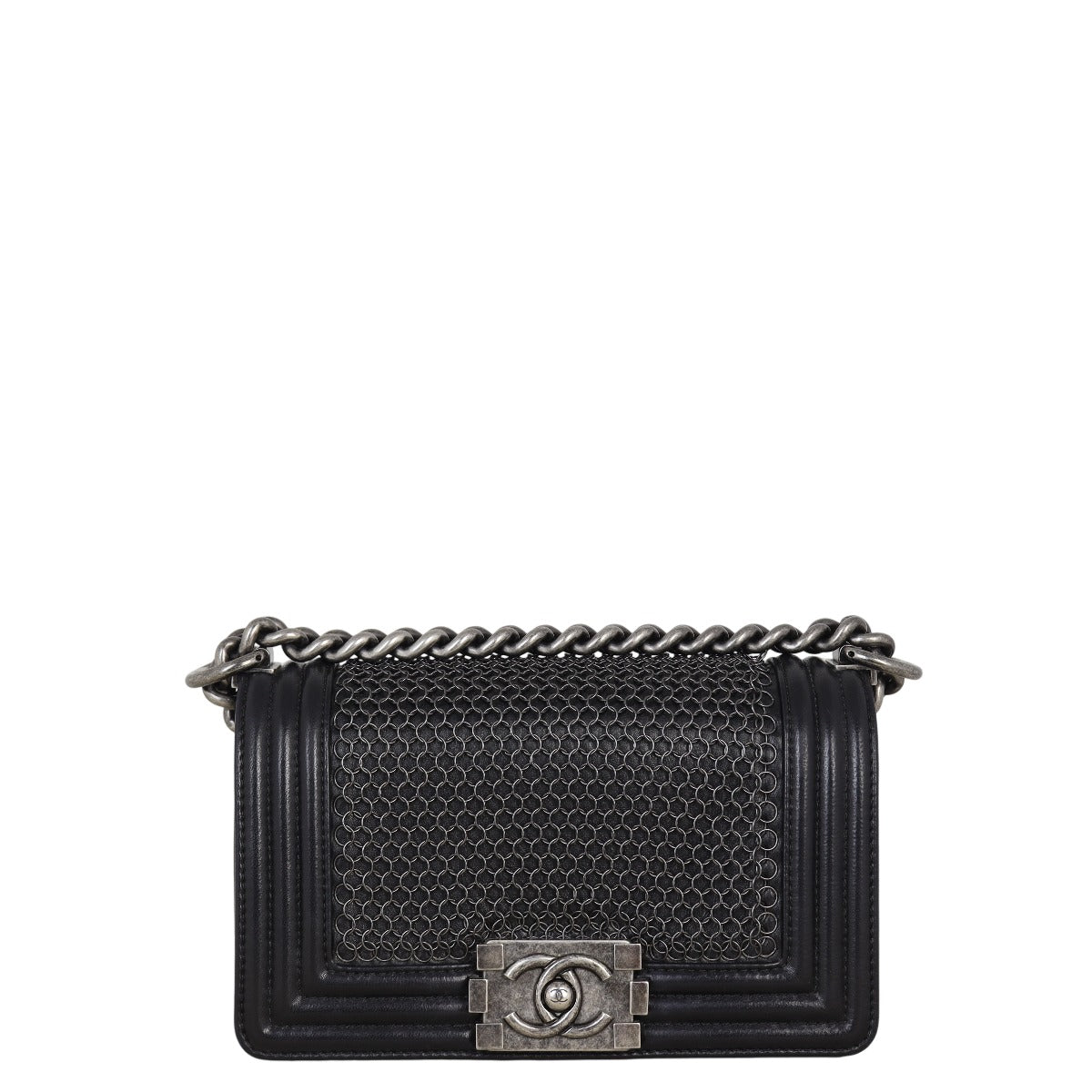 Chanel Boy Paris-Edinburgh Chainmail Handbag Black Small Crossbody Bag