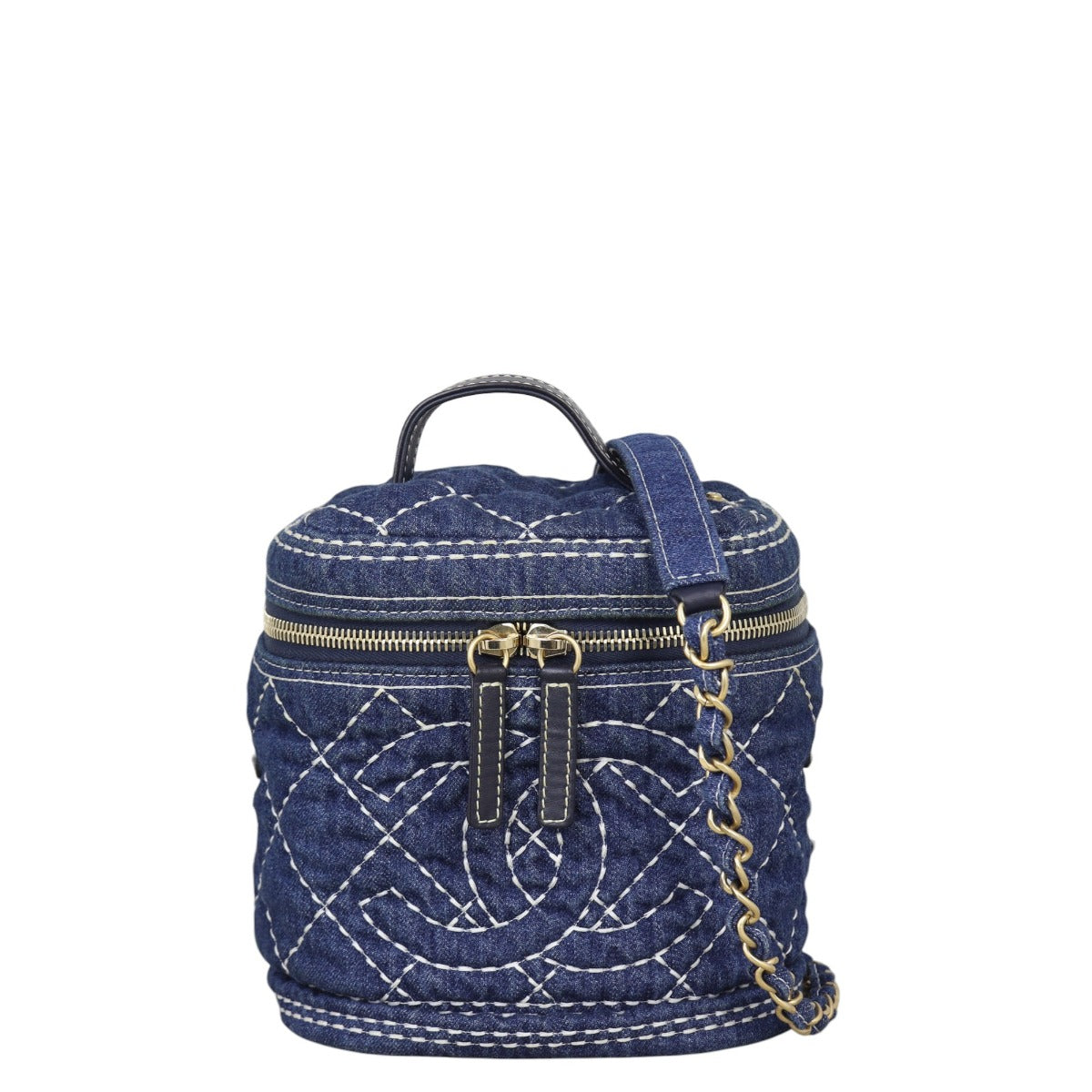 Chanel Vanity Case Handbag Denim Quilted Crossbody Bag