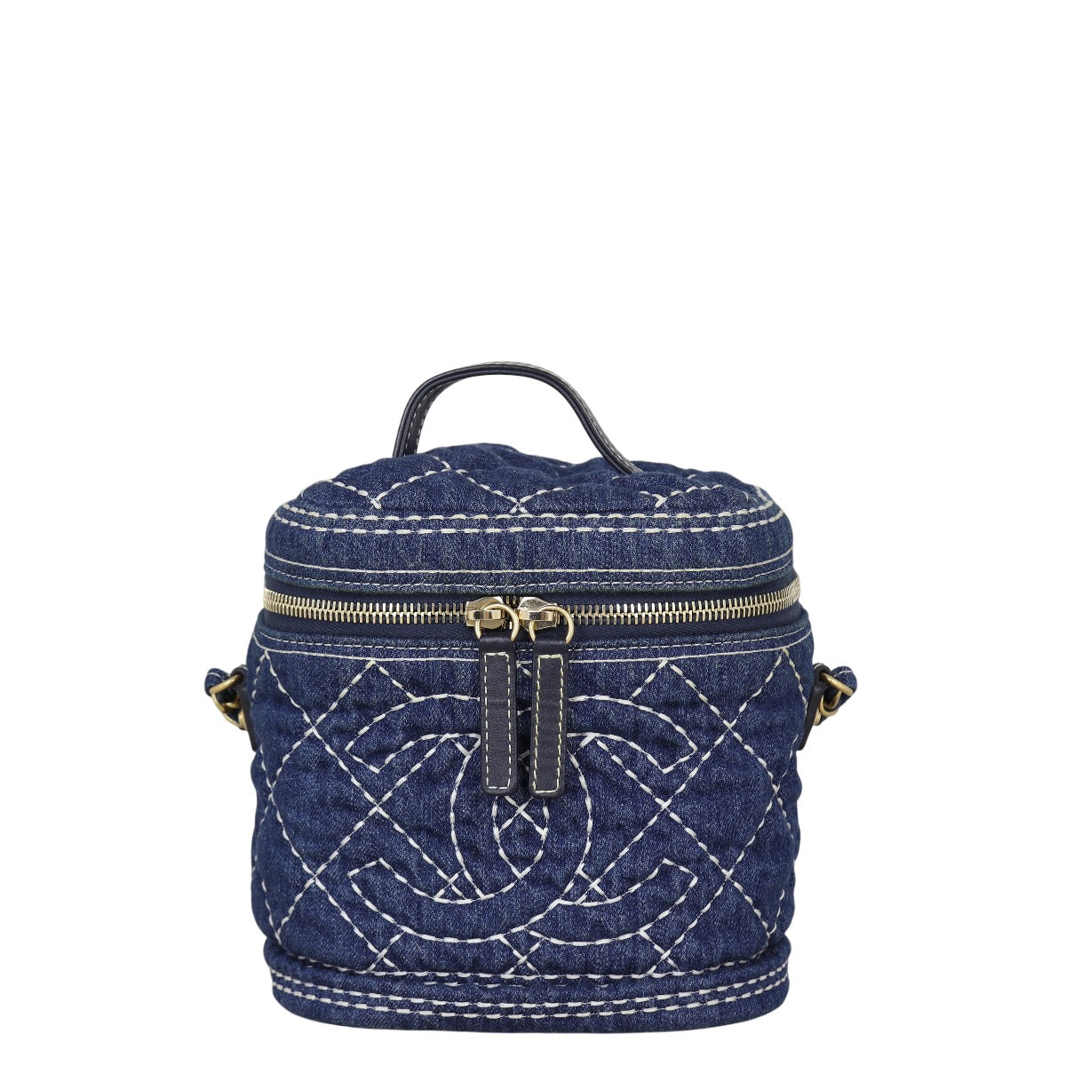 Chanel Vanity Case Handbag Denim Quilted Crossbody Bag