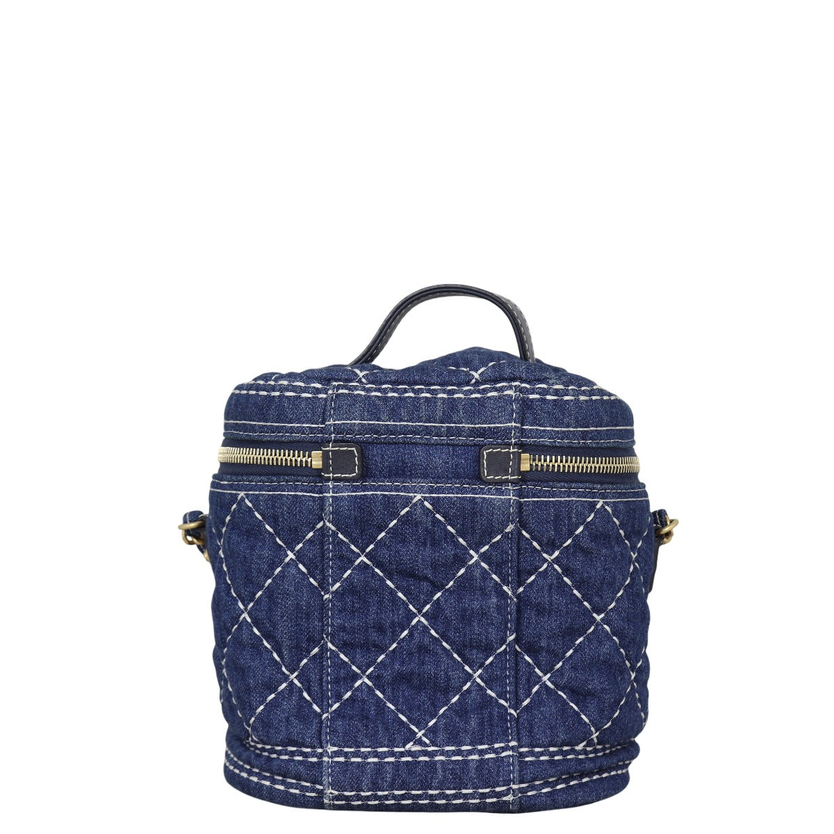 Chanel Vanity Case Handbag Denim Quilted Crossbody Bag