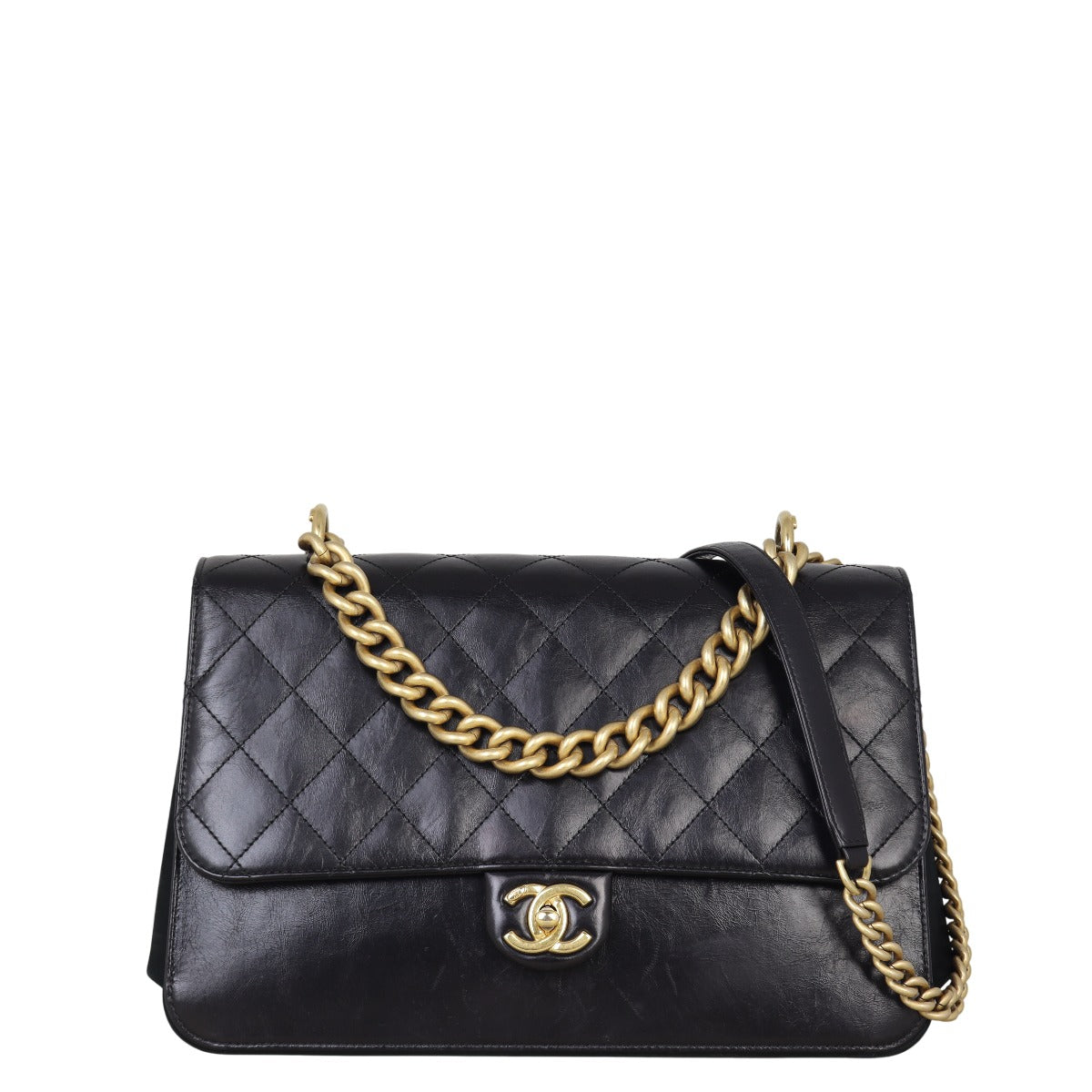 Chanel Paris-Cosmopolite Straight-Lined Bag Quilted Black Shoulder Bag