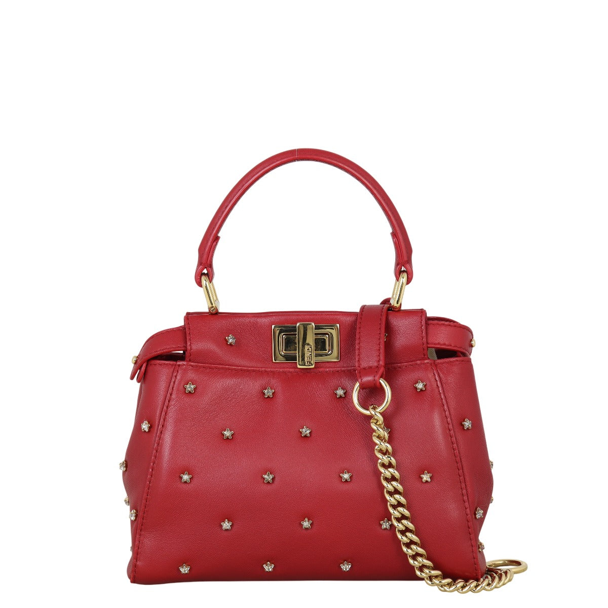Fendi Shoulder Bag Star Crystal Embellished XS Iconic Peekaboo