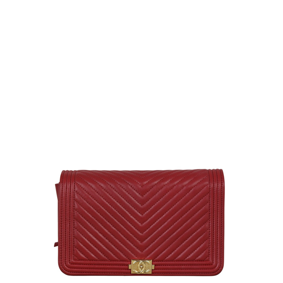 Chanel Boy Wallet on Chevron Handbag Quilted Red Crossbody Bag