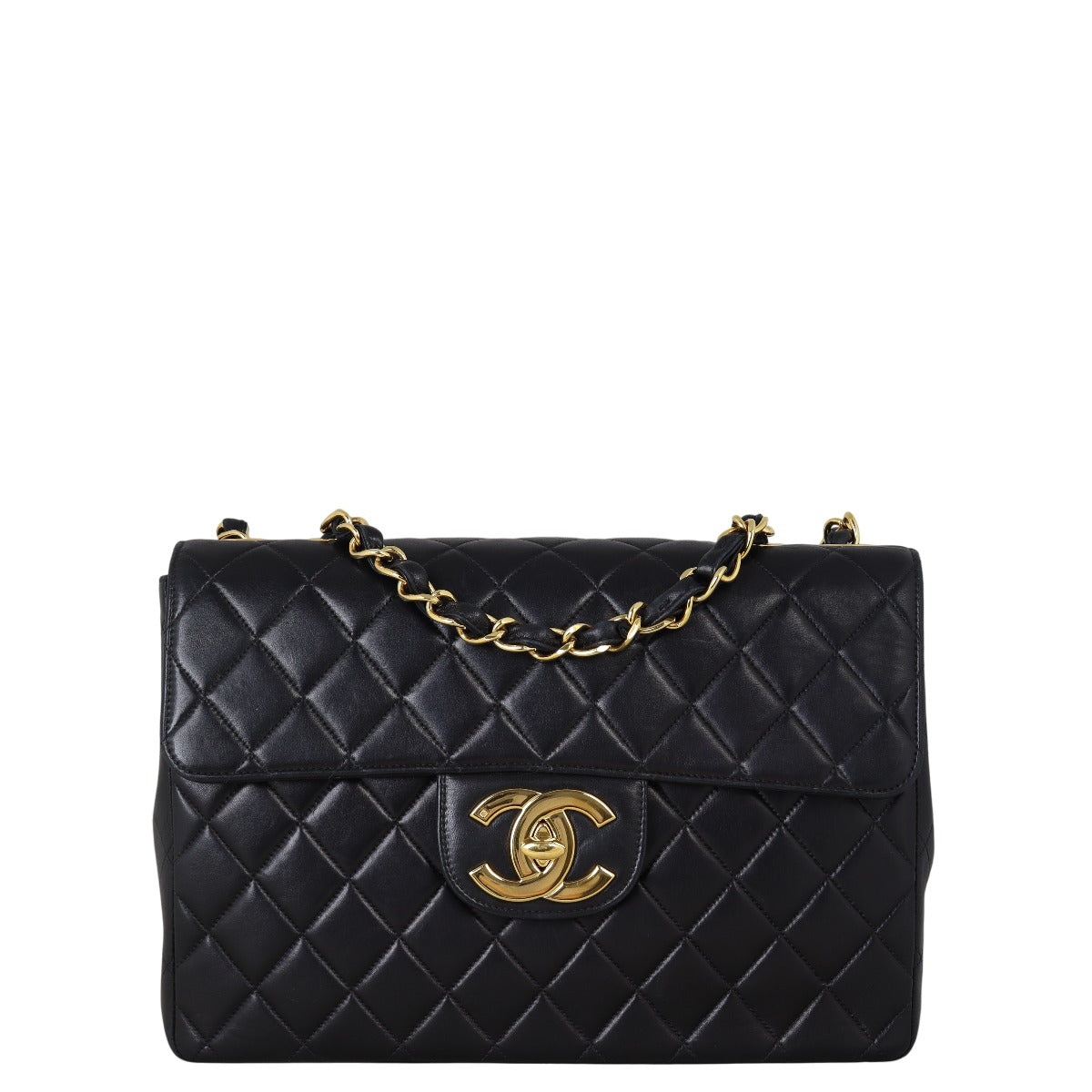 Chanel Maxi Jumbo XL Single Handbag Quilted Black Shoulder Bag Flap 09102025