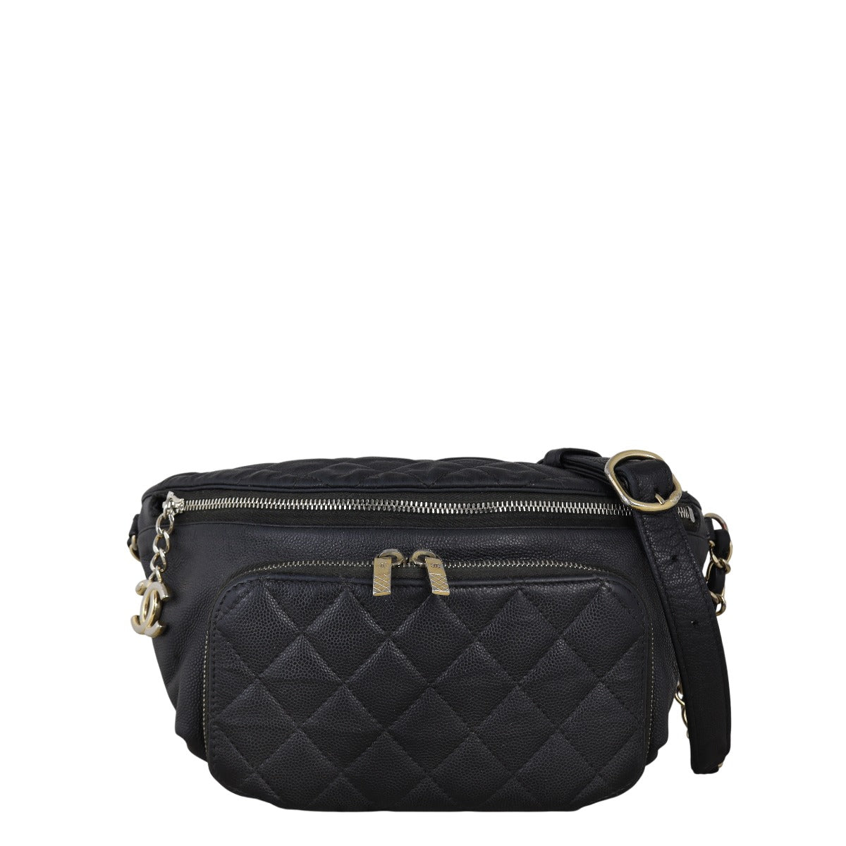 Chanel Business Affinity Waist Bag Quilted Black Handbag