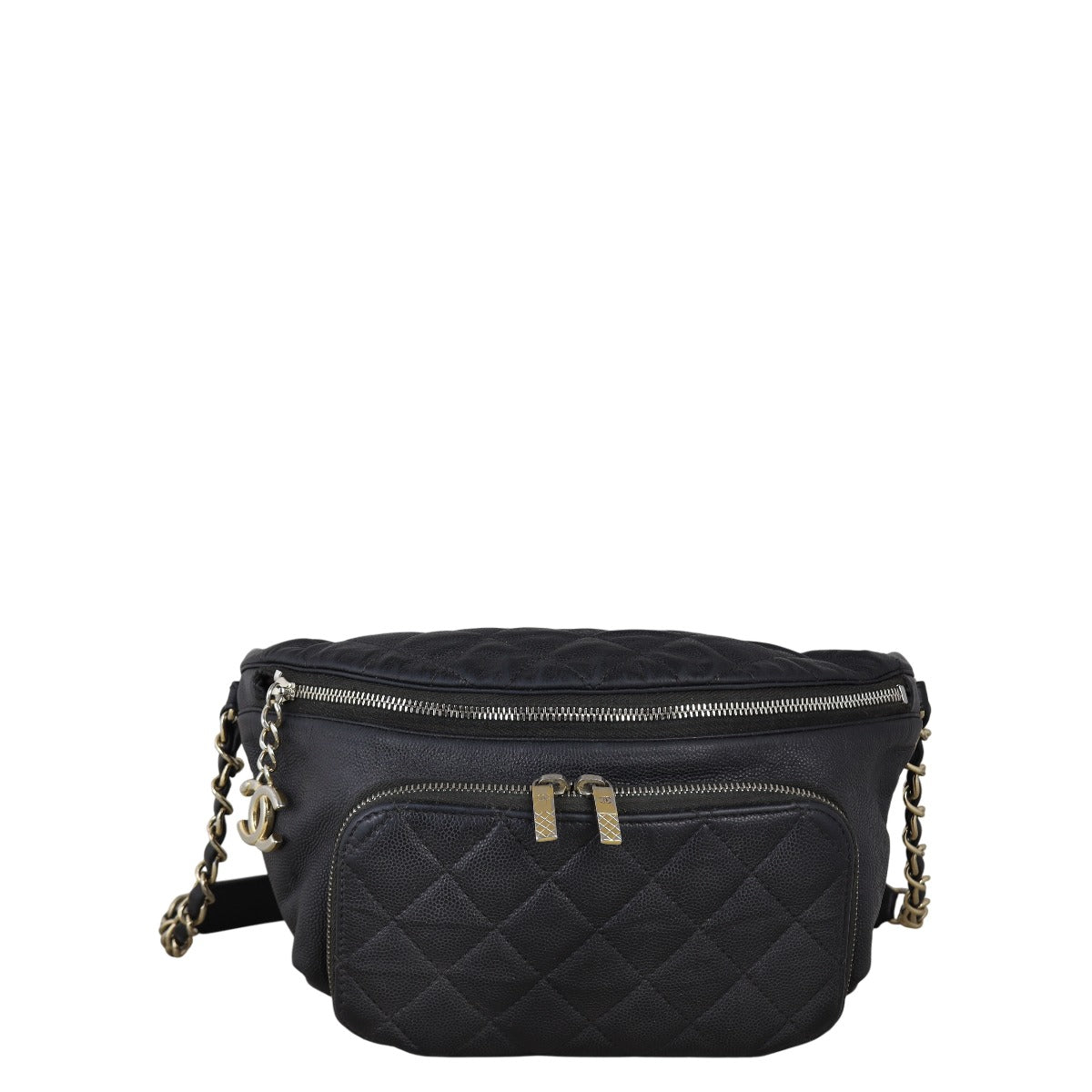 Chanel Business Affinity Waist Bag Quilted Black Handbag
