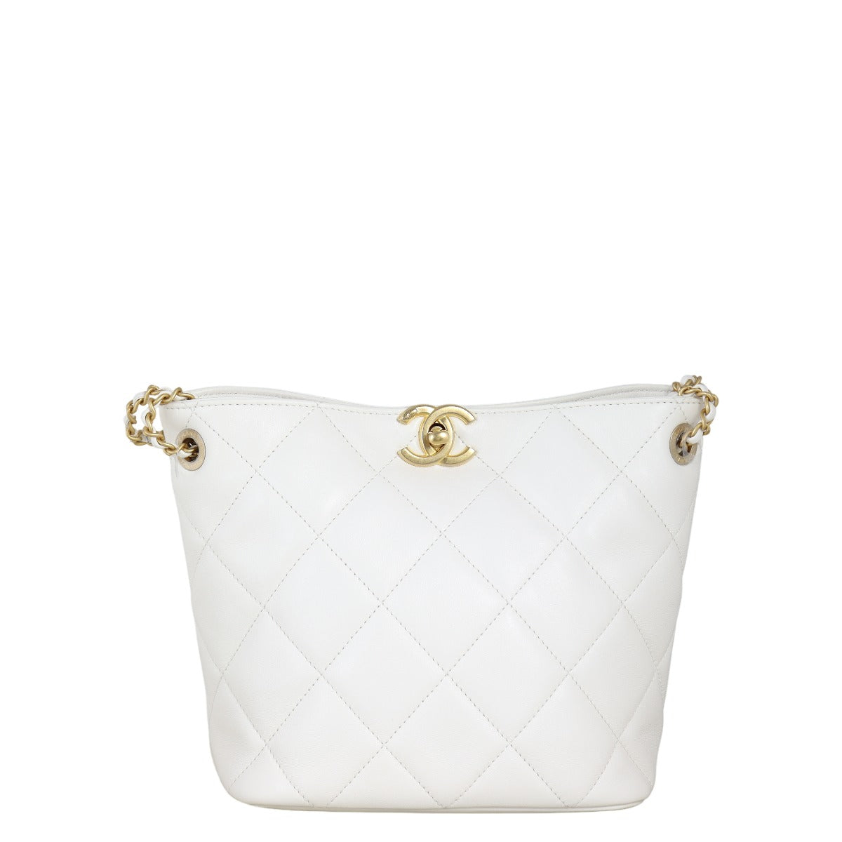Chanel CC Hobo Quilted White Crossbody Bag