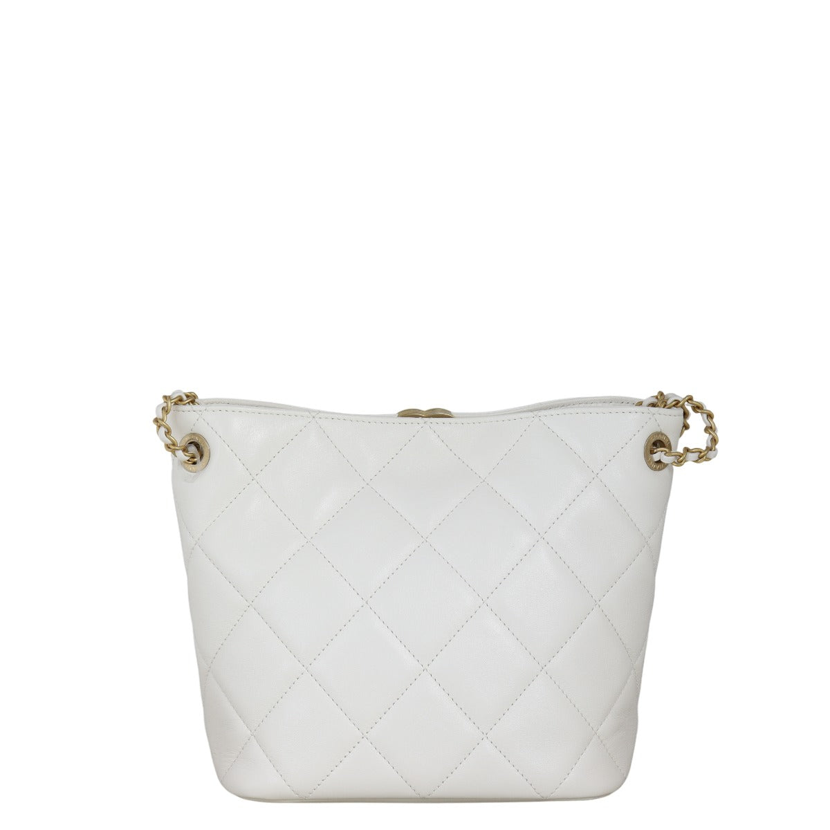 Chanel CC Hobo Quilted White Crossbody Bag