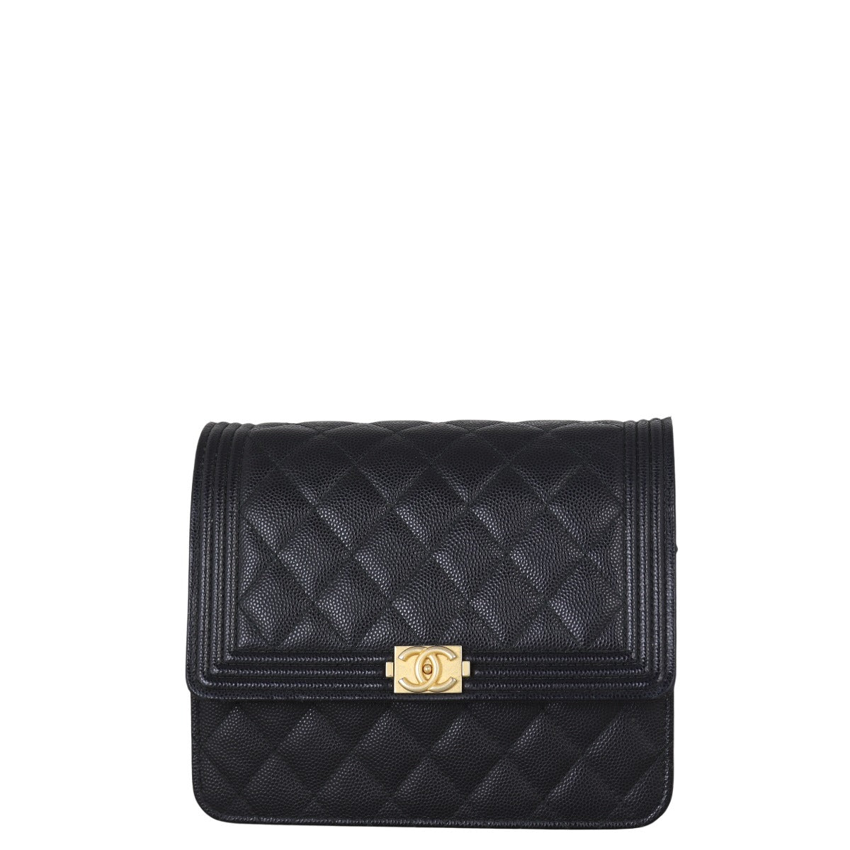 Chanel Boy Square Wallet on Handbag Quilted Black Shoulder Bag