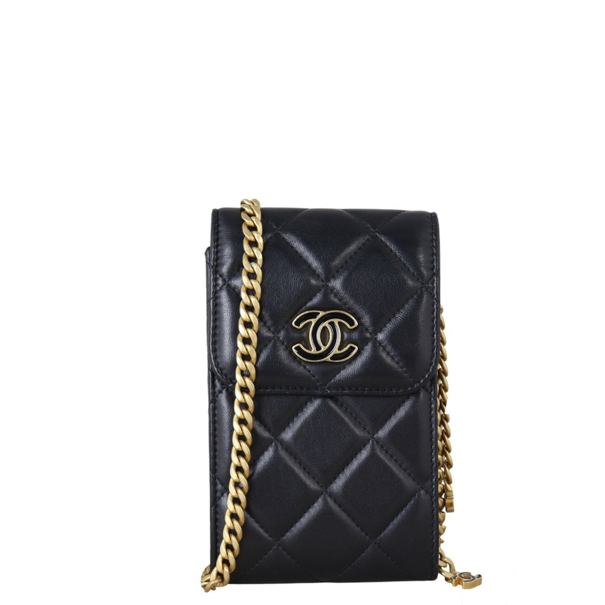 Chanel CC Phone Holder on Chain Handbag Quilted Black Crossbody Bag Chain 24102025