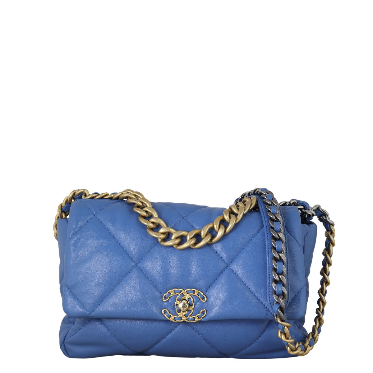 Chanel 19 Flap Bag Quilted Blue Crossbody Bag Medium 31102025