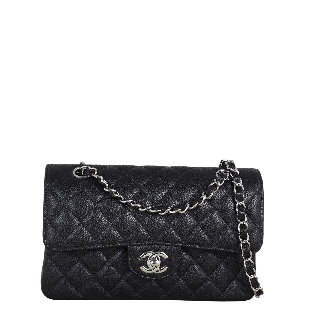 Chanel Classic Double Flap Small Caviar Handbag Quilted Black Crossbody Bag