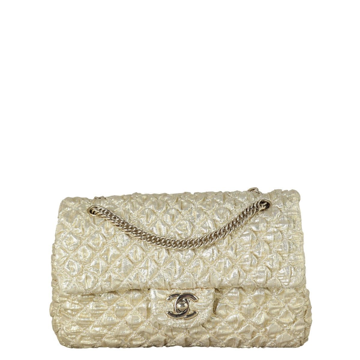 Chanel Classic Double Metallic Bubble Handbag Quilted Small Crossbody Bag