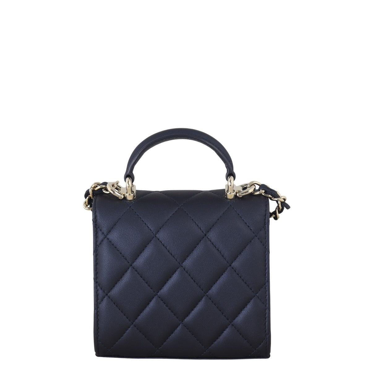 Chanel CC Top Handle Clutch on Chain Quilted Blue Crossbody Bag