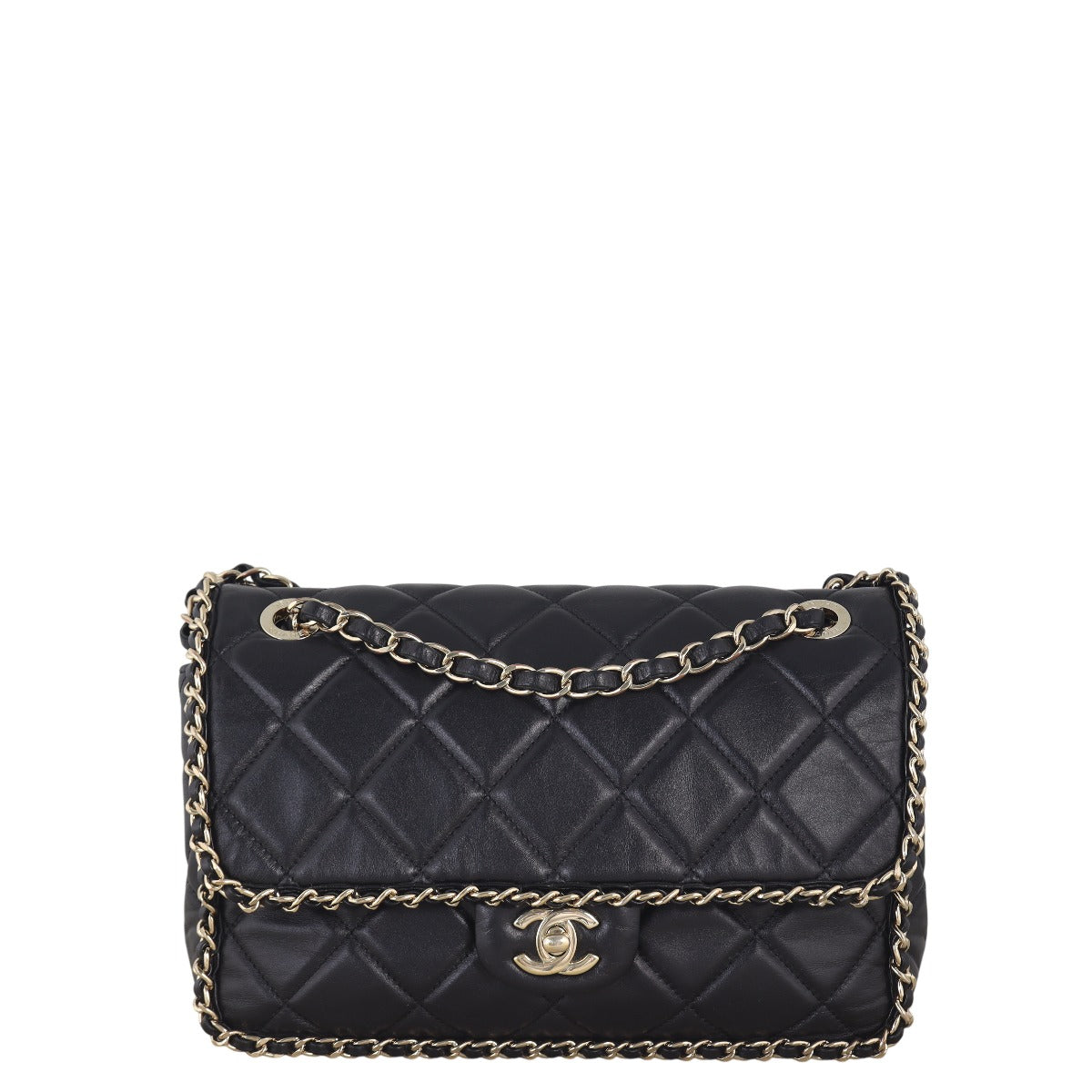 Chanel Running Flap Bag Quilted Black Crossbody Bag