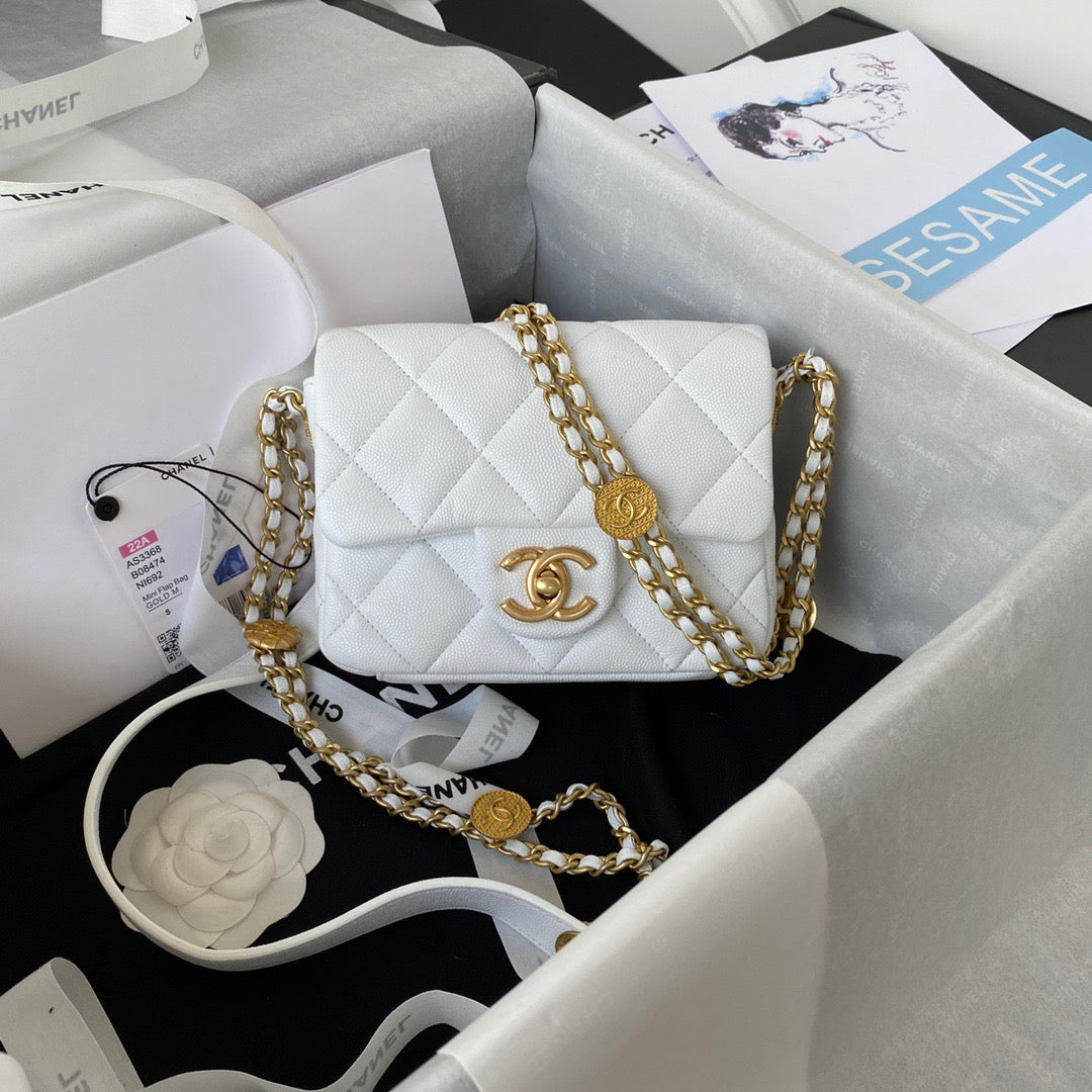 Chlmini Top Qualityap Bag With Top Handle White Gold Shoulder Bag